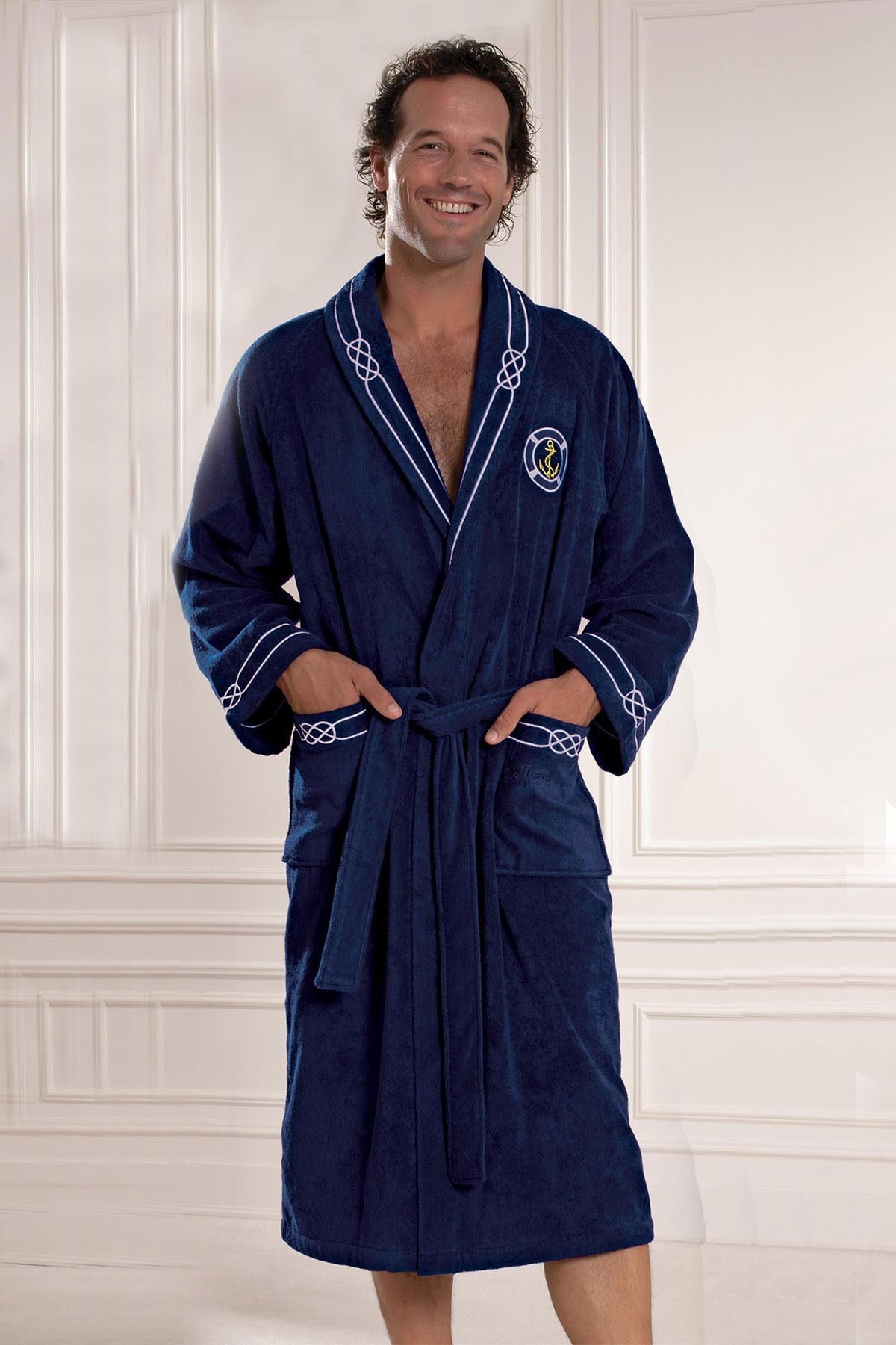 Gökhan Soft Cotton Şalyaka Bornoz Marıne