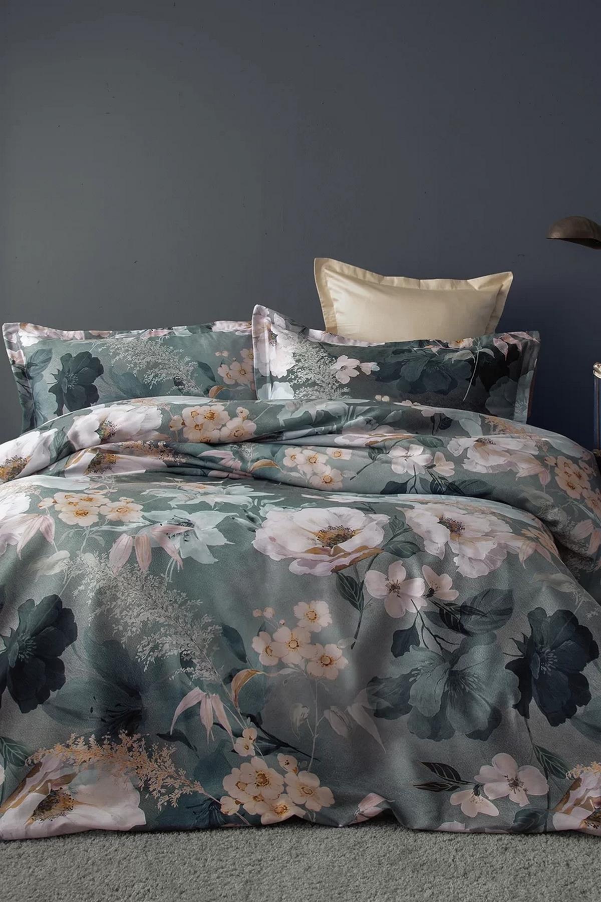 İssimo Katie 300 TC (120 Tel) Dijital Pamuk Saten Nevresim Takımı Çift Kişilik