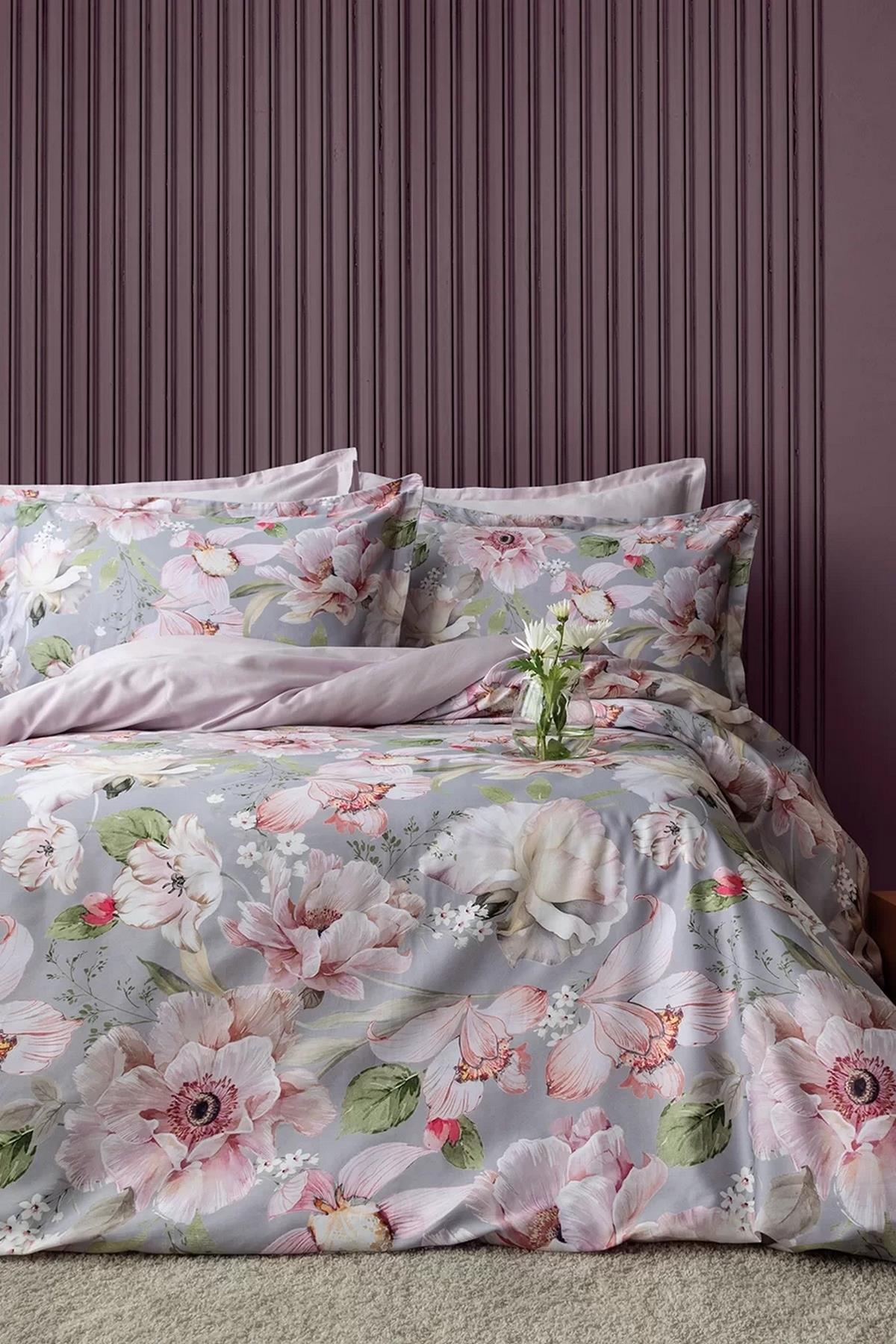 İssimo Vanie %60 TENCEL™ Lyocell %40 Pamuk Dijital Saten Çift Kişilik Nevresim Takımı