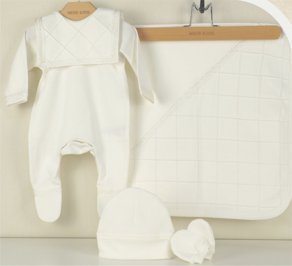 Medekids Kaftan Tulum 5'li Set Ekru 0-3 Ay