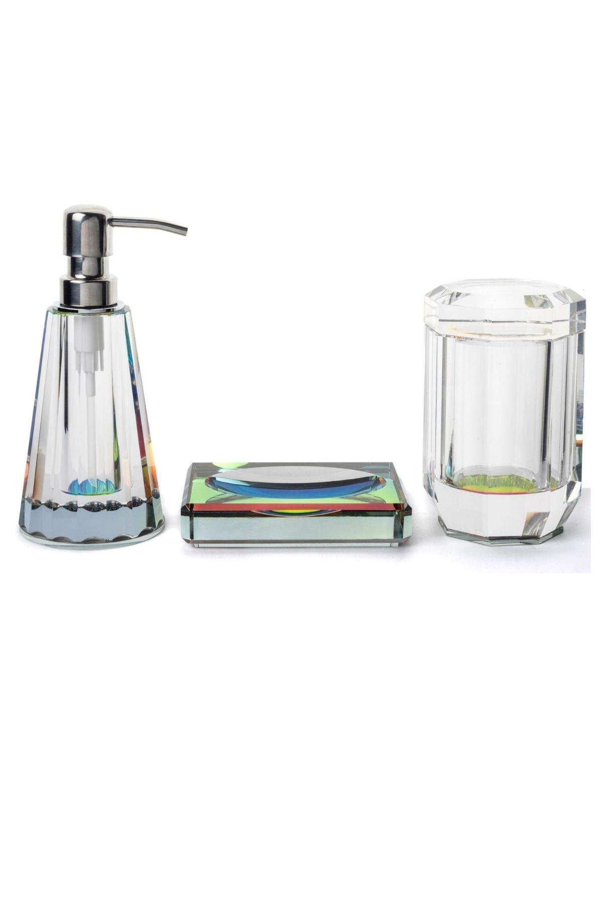 Mikasa Moor Colorful 3lü Cam Banyo Seti 9x13cm 8x8cm 12x8cm