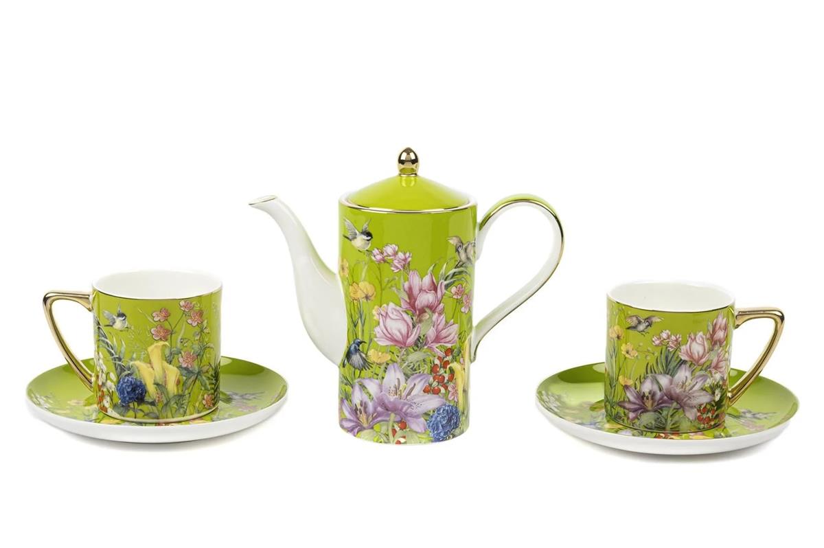 Mikasa Moor Garden Yeşil 2li Duble Kahve Seti ve Demlik 200CC