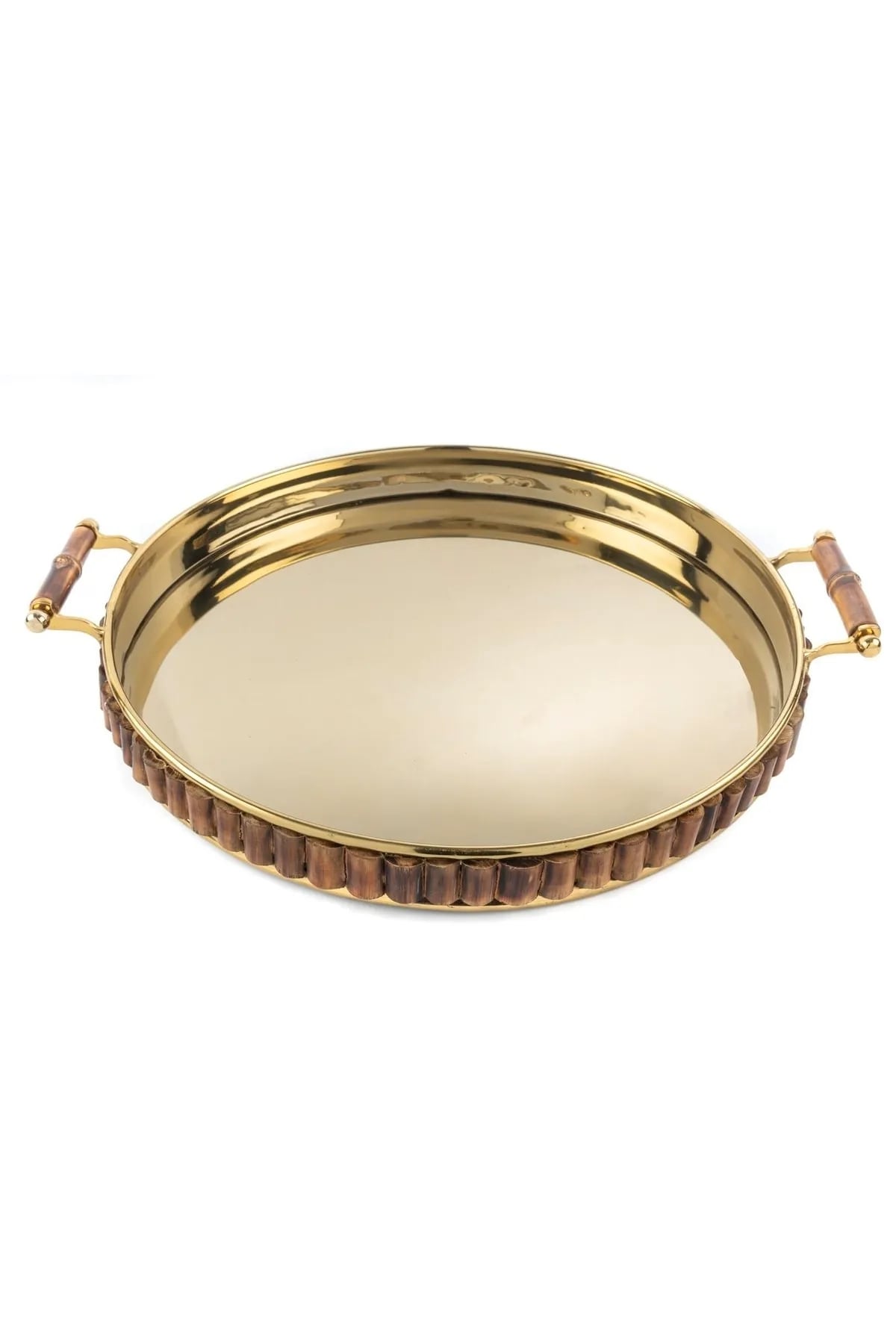 Mikasa Moor Gold Bambu Yuvarlak Tepsi 40x46x5cm
