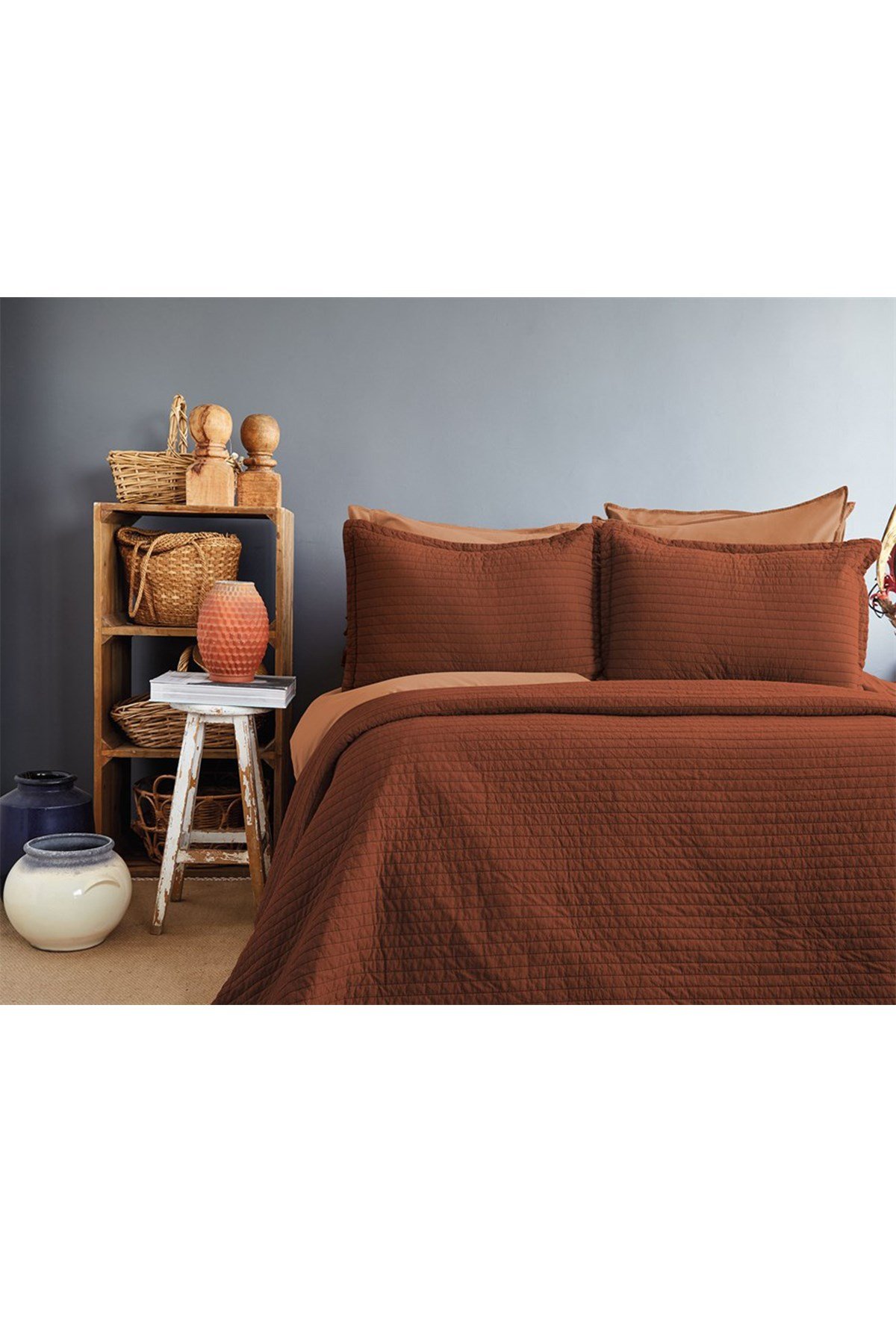 Savanna Bakır Yıkanmış %100 Pamuk Poplin Yatak Örtüsü 240*260 cm