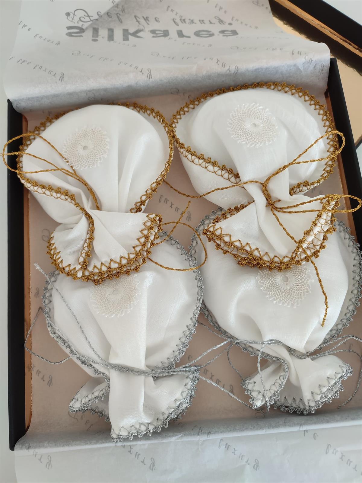 Silkarea Nakışlı İpek Lavanta Kese Seti