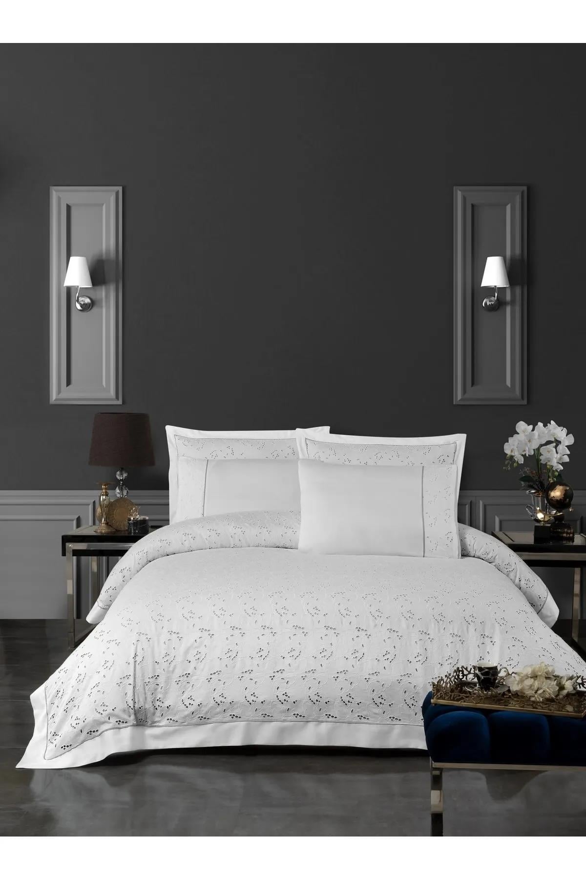 Silkarea Sandia V2 Nevresim Takımı King Size Beyaz-Gri