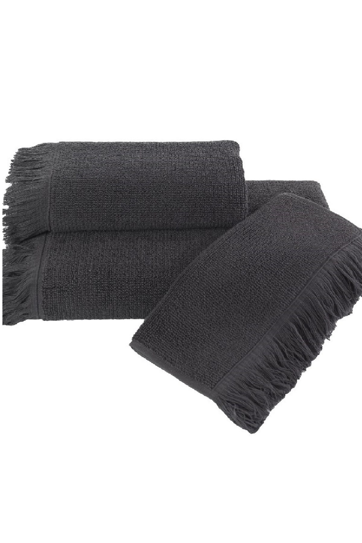 Soft Cotton Fringe Havlu Antrasit 50*100 cm