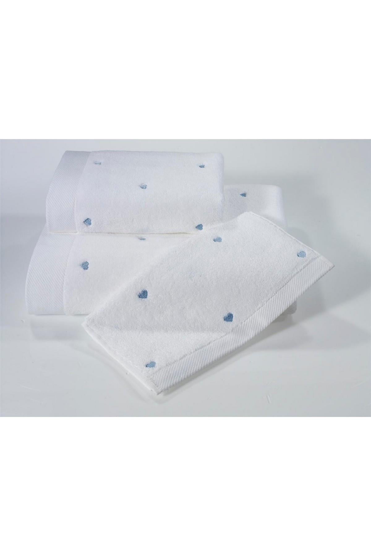Soft Cotton Love Havlu Beyaz-Mavi 50X100