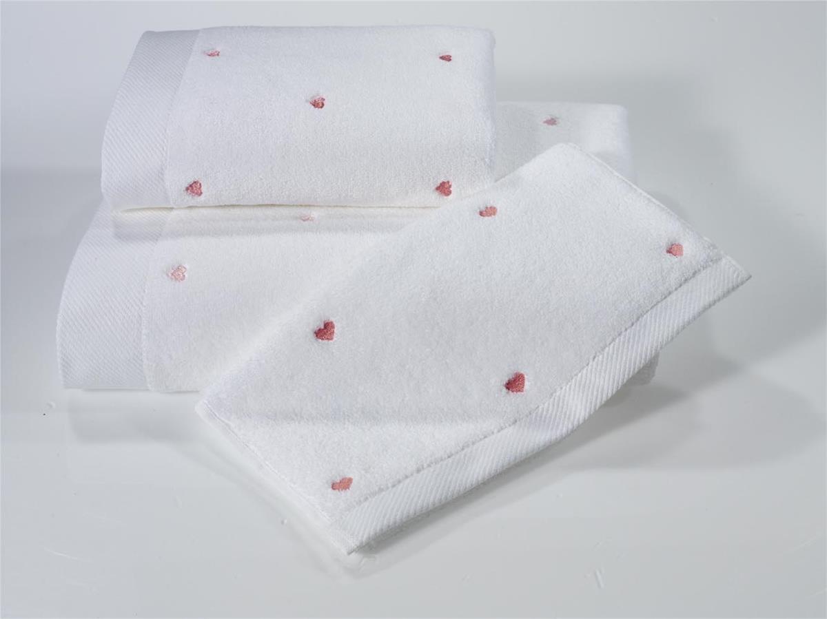 Soft Cotton Love Havlu Beyaz-Pembe 50*100