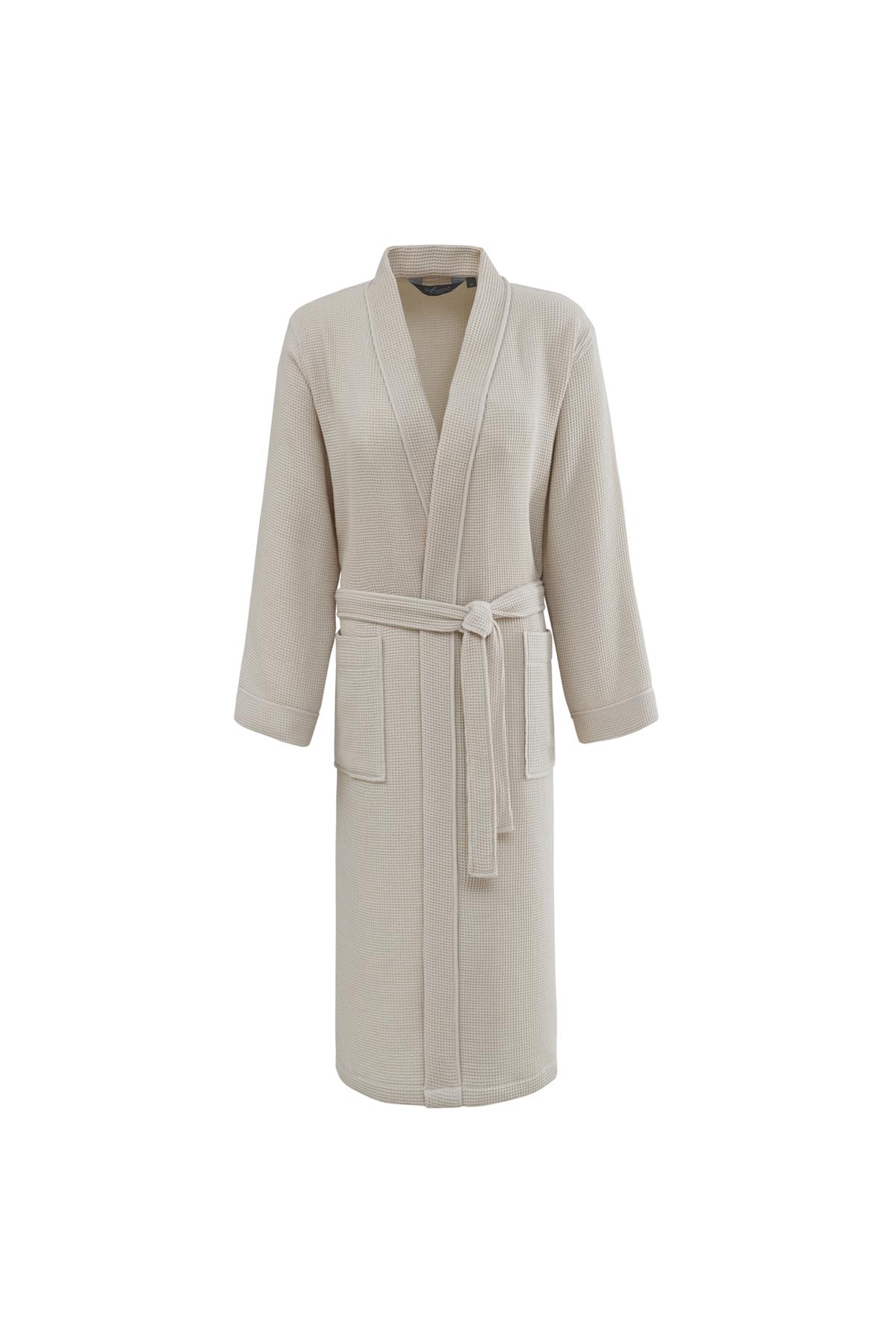 Soft Cotton Soft Pique Kimono Bornoz Bej L