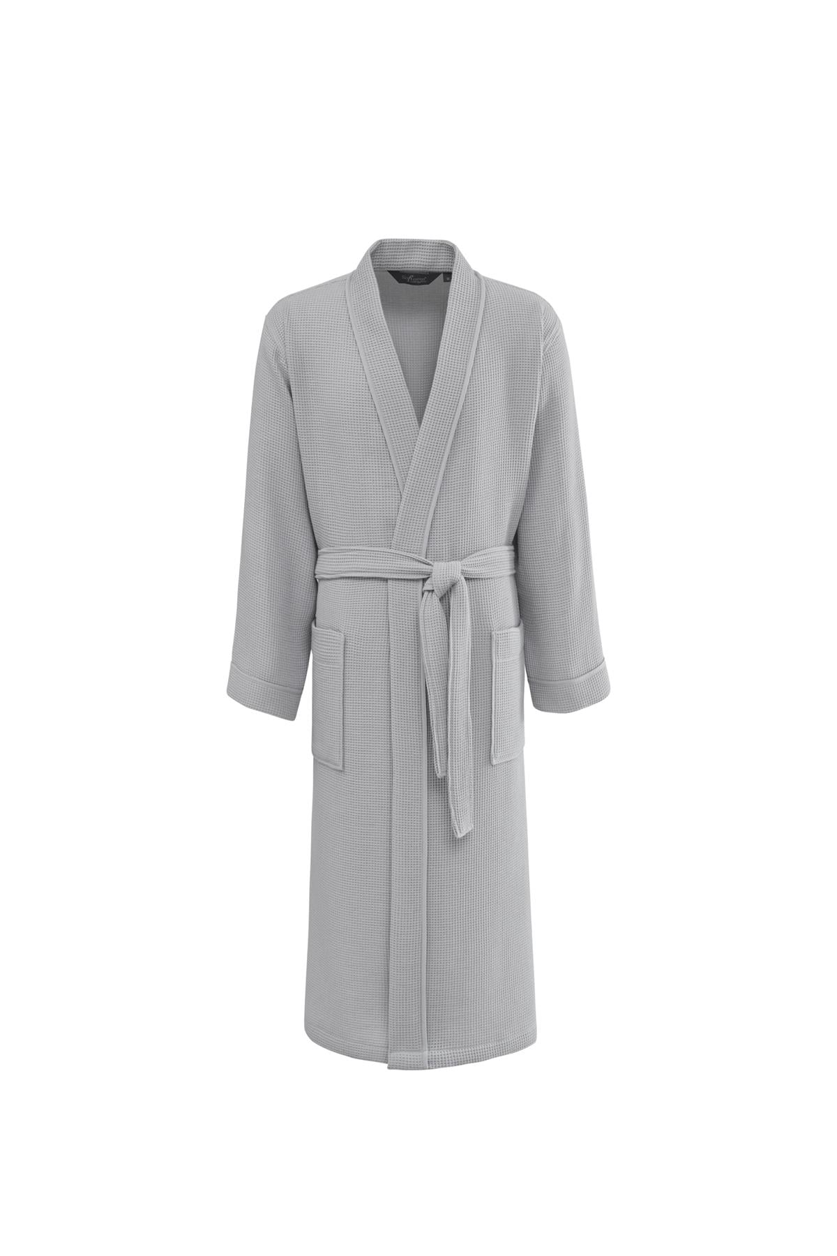Soft Cotton Soft Pique Kimono Bornoz Gri L