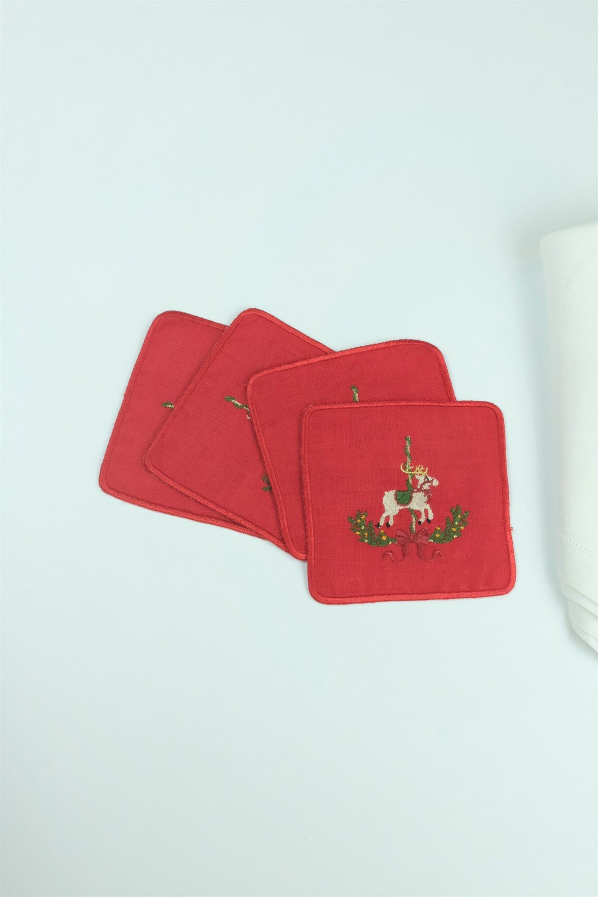 Yılbaşı Temalı Kokteyl Peçete Seti (2'li) Kırmızı 12*12 cm