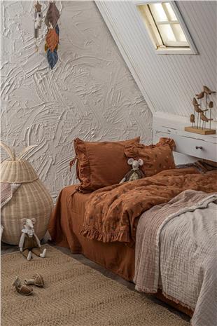 Ecocotton Mirela Bebek Nevresim Takımı %100 Organik Pamuk Müslin Nakışlı Terra 100x150 Cm