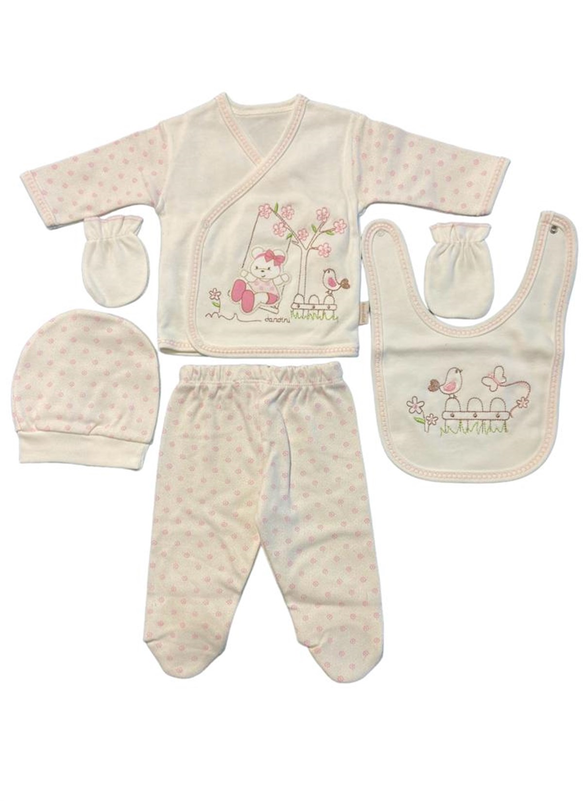 Dandini Ayı Figürlü Kız Zıbın Seti 5 Parça