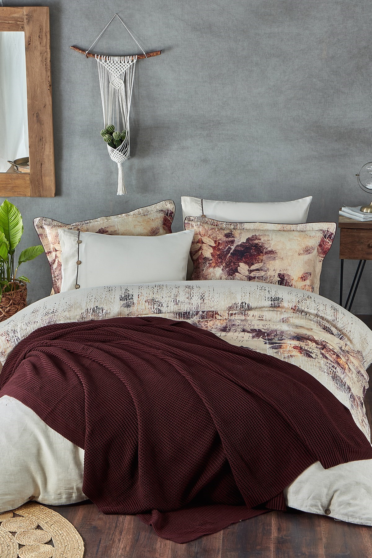 Ecocotton Alina Triko Battaniye Bordo Çift Kişilik 200*220