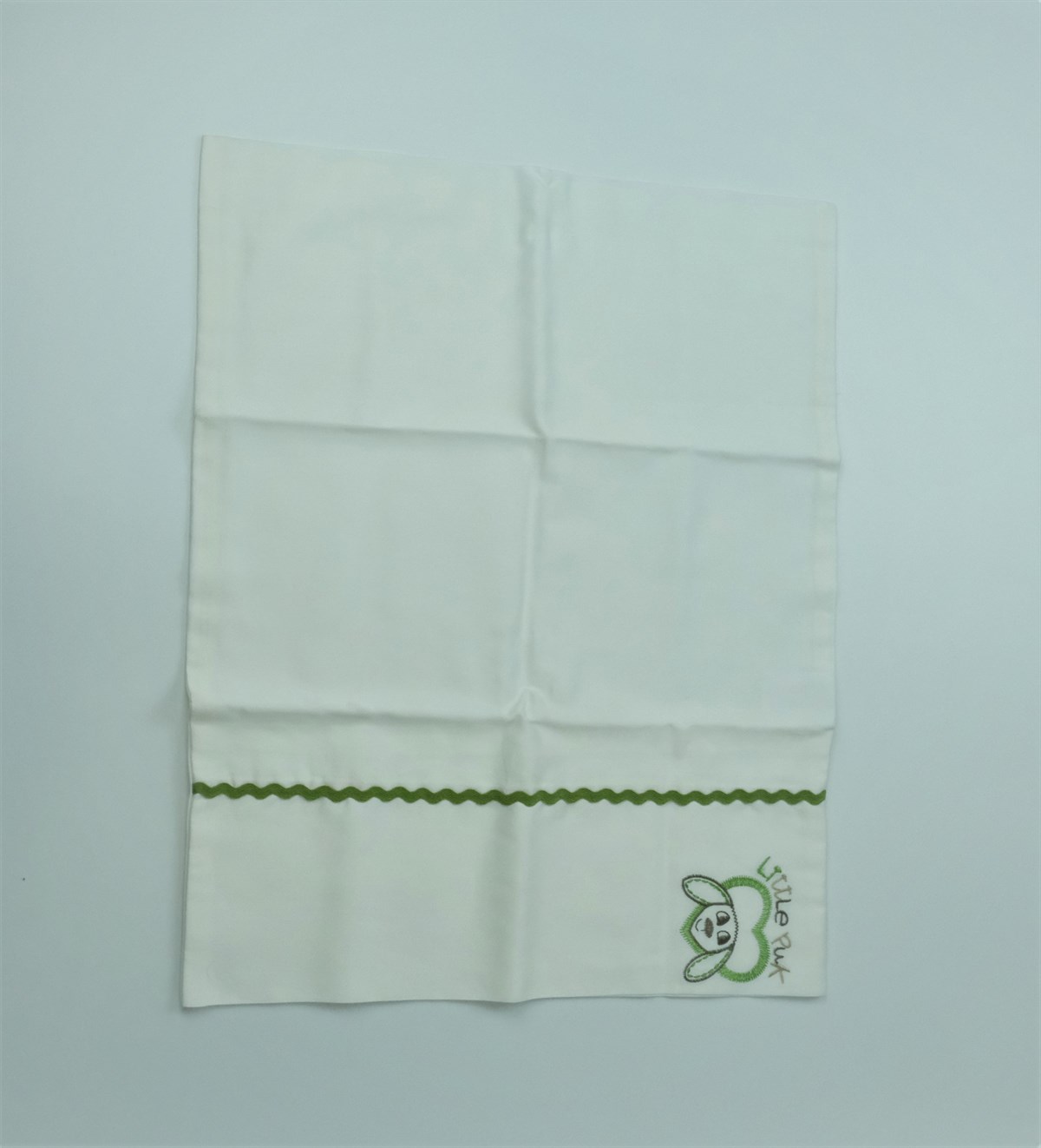 Ecocotton Bebek Yastık Kılıfı Ekru 30*30 Tavşan Nakışlı