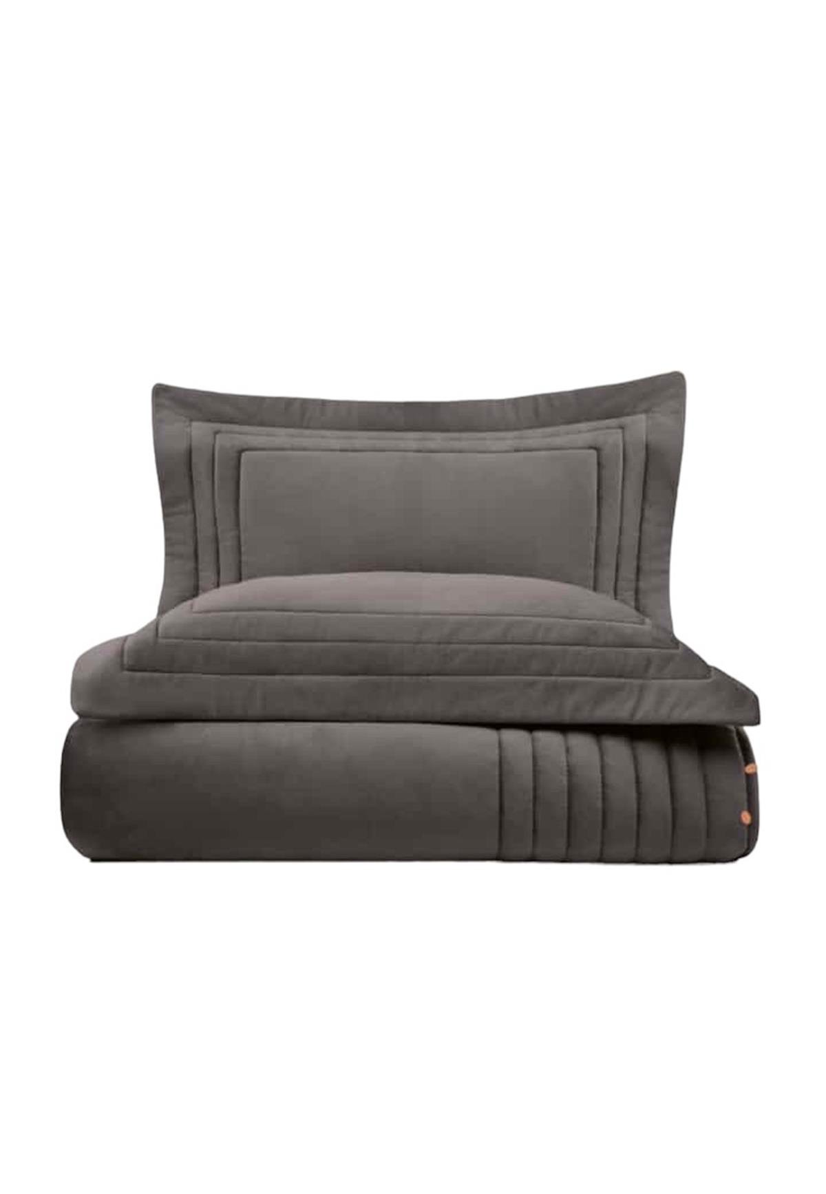 Ecocotton Feza Çift Kişilik Yatak Örtüsü Takımı %50 Pamuk %50 Polyester Antrasit 240x260 Cm