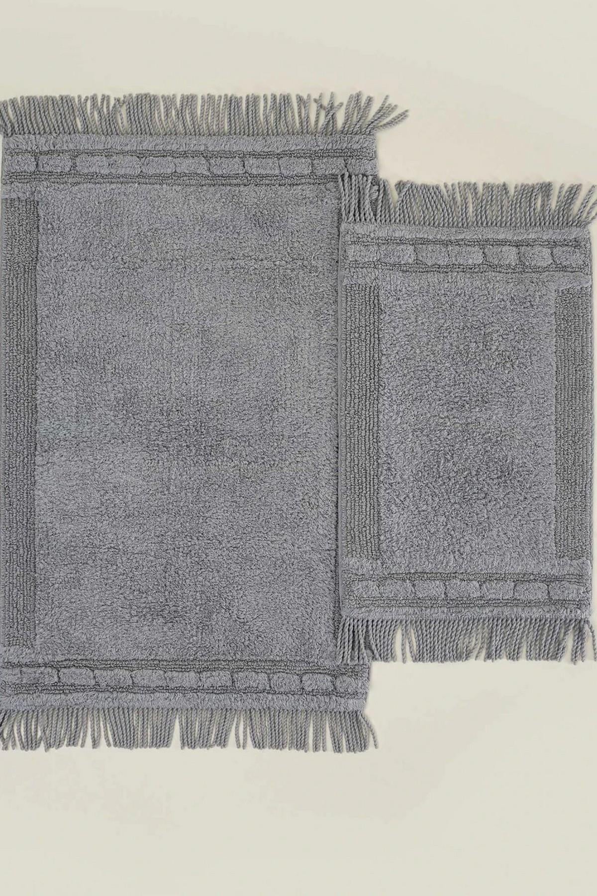 Ecocotton Luna 2'li Banyo Paspas Seti %100 Karde Pamuk Gri60x90-40x60