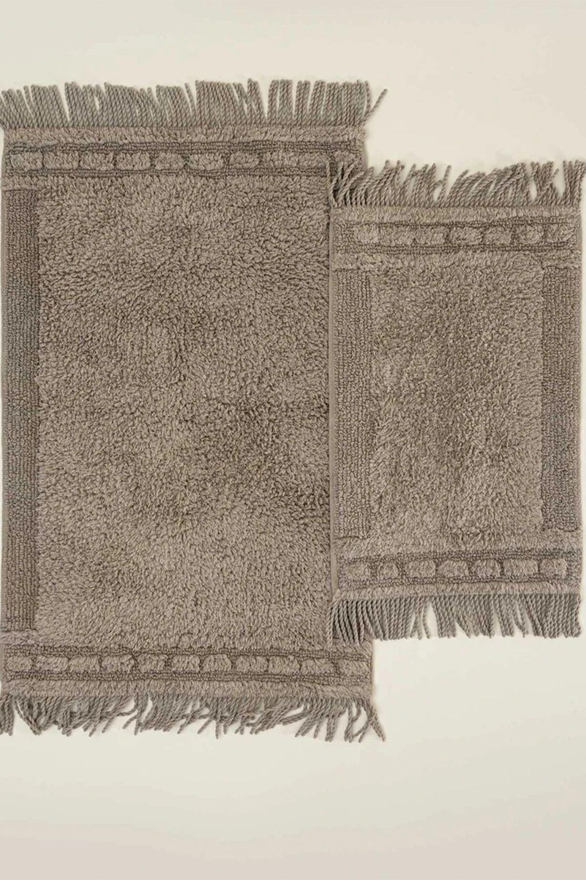 Ecocotton Luna 2'li Banyo Paspas Seti %100 Karde Pamuk Bej60x90-40x60