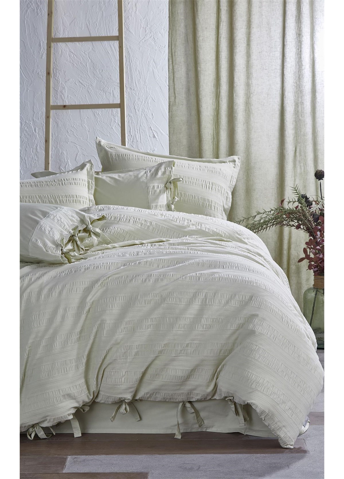 Ecocotton Miha Çift Kişilik Nevresim Takımı %100 Organik Pamuk Likralı Krem 200x220 Cm