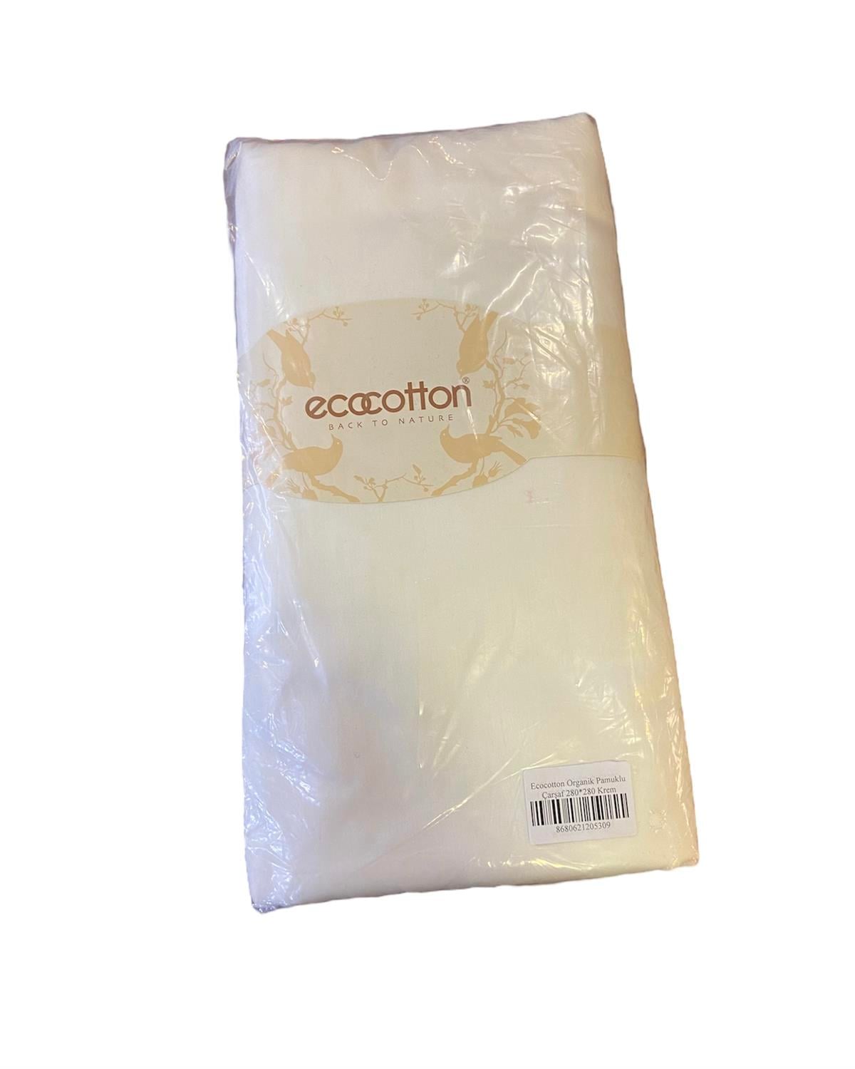Ecocotton Organik Pamuklu Çarşaf 280*280 Krem