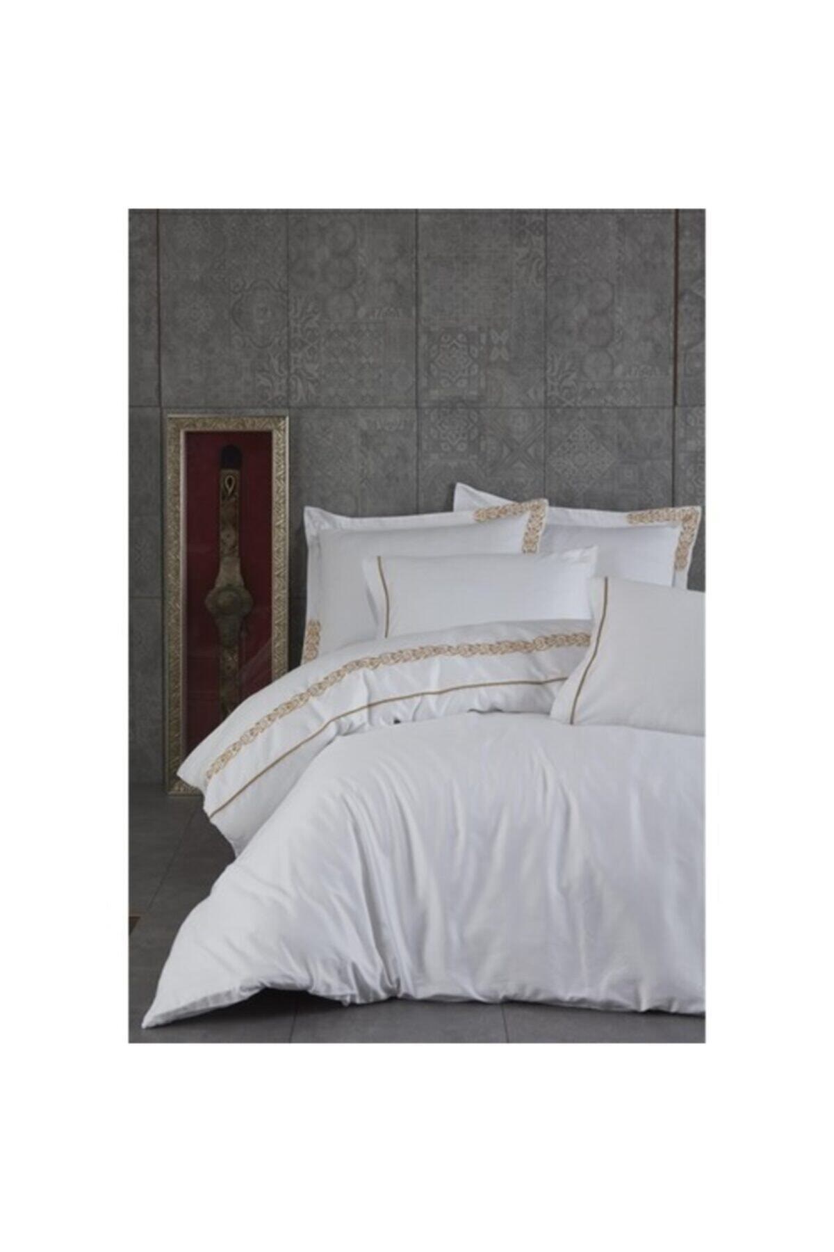 Ecocotton Ottoman Şehzade Çift Kişilik Nevresim Takımı Krem 200*220 cm