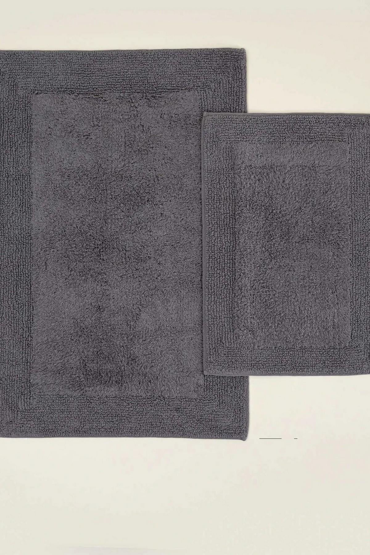 Ecocotton Petra 2'li Banyo Paspas Seti %100 Karde Pamuk Antrasit60x90-40x60