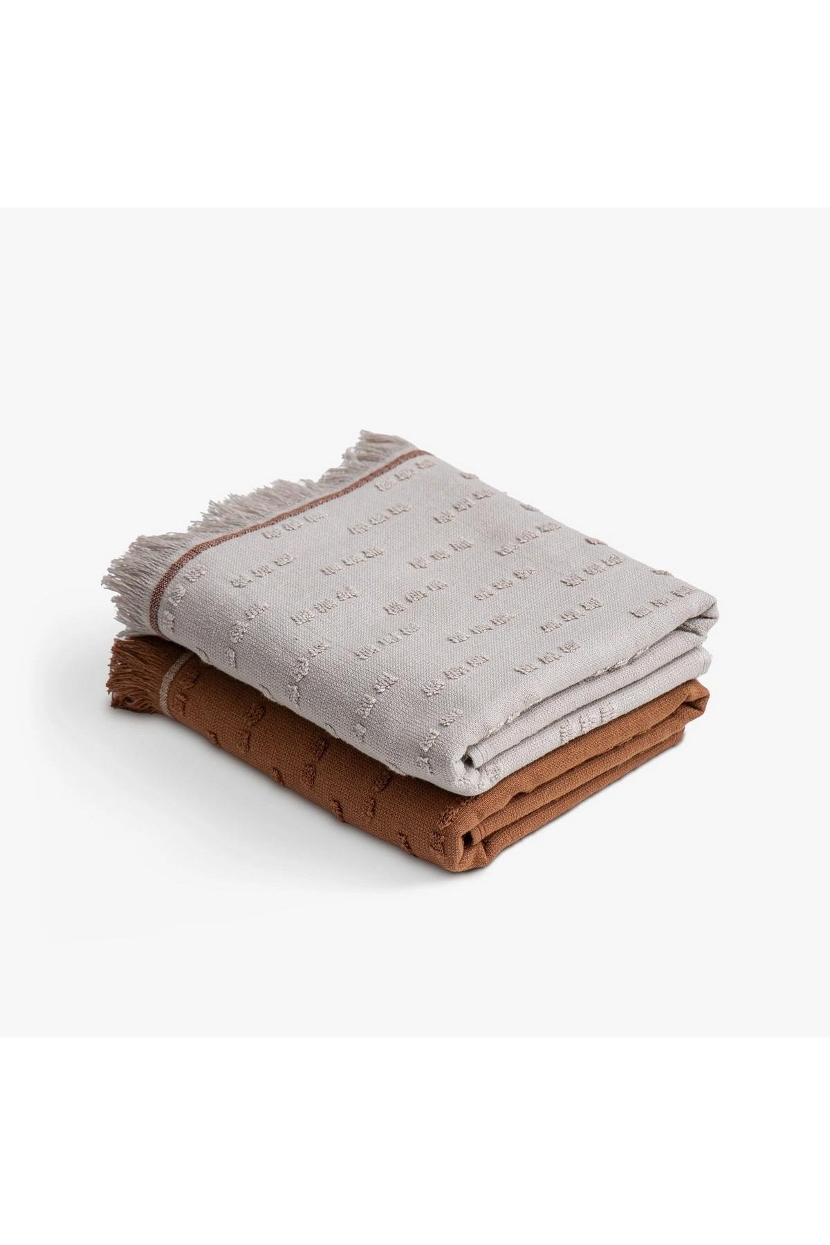 Green Black Pera 2'li Mutfak Havlusu Bej-Terra