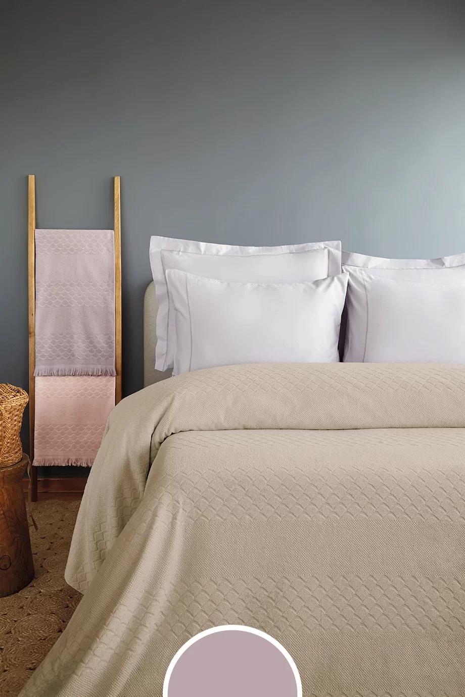 İssimo Mari Peştamal Yatak Örtüsü Mor 220*240 (Kutulu)