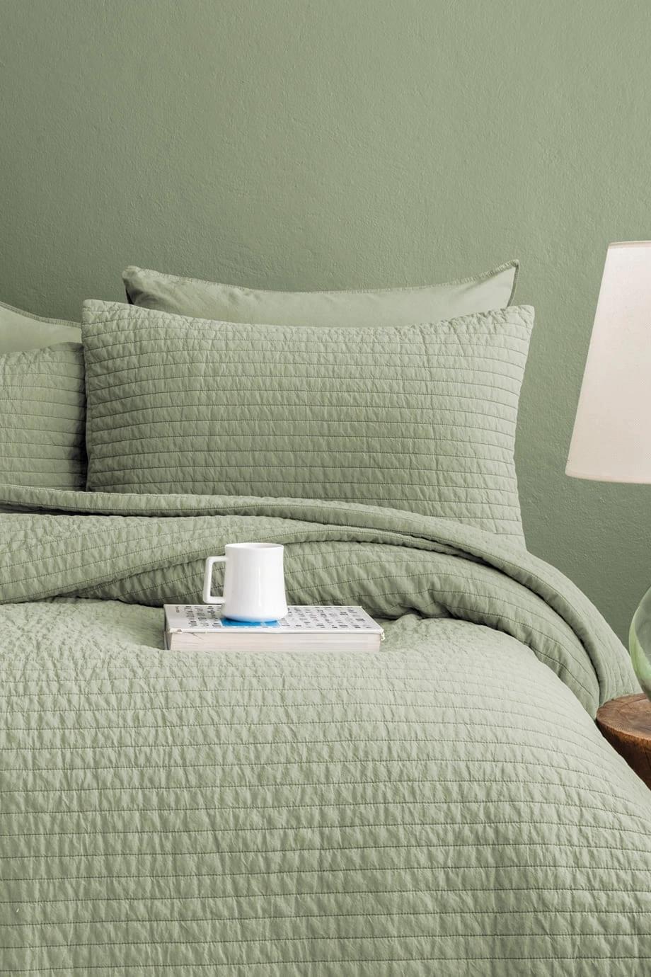 İssimo Savanna Sage Yıkanmış %100 Pamuk Poplin Yatak Ortüsü 240*260 Cm