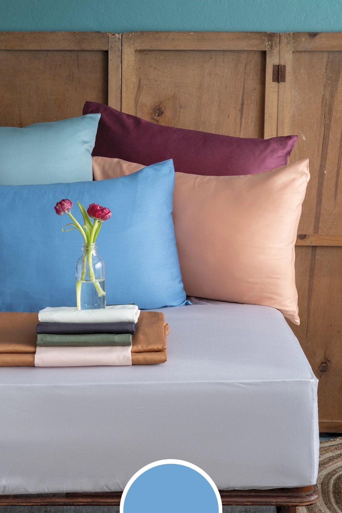 İssimo Simply Sky Blue Pamuk Saten Fitted Set 160*200/50*70(2)