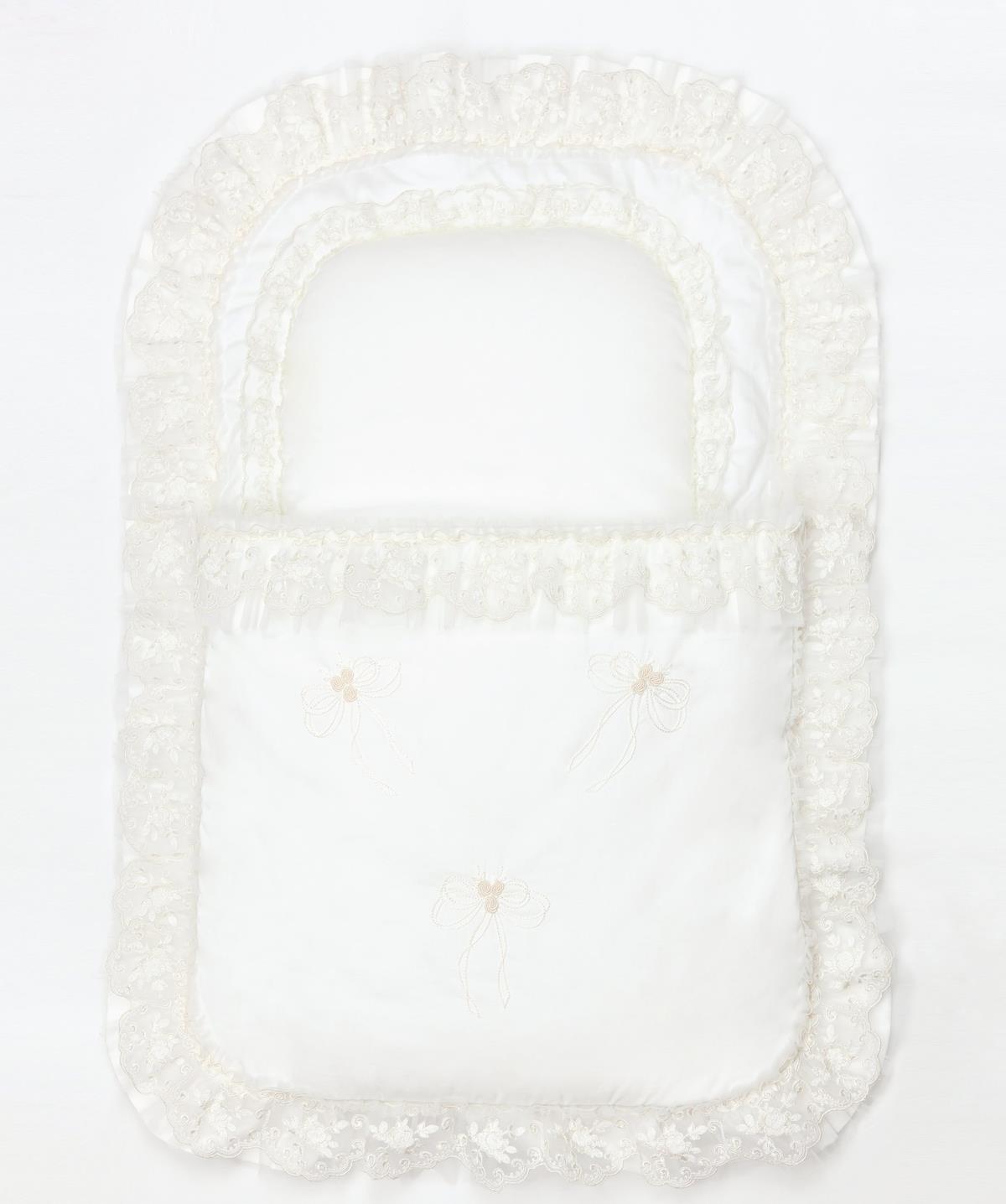 Mede Kids Fiyonk Portbebe Ekru-Mavi Nakışlı 45*80 cm