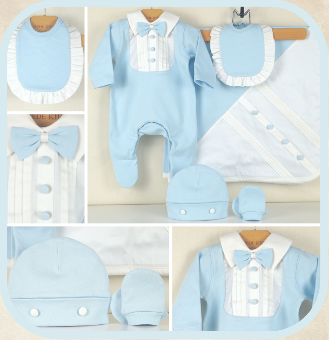 Mede Kids Papyonlu 5'li Set Mavi 0-3 Ay