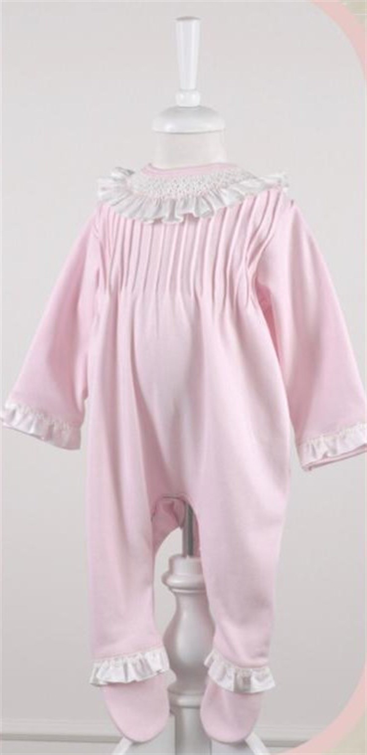 Medekids Pliting Yaka Ayaklı Tulum Pembe 0-3 Ay