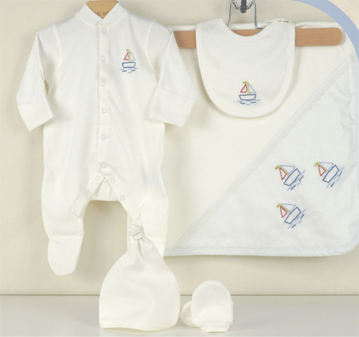 Medekids Yelken Penye 5'li Set Beyaz 0-3 Ay