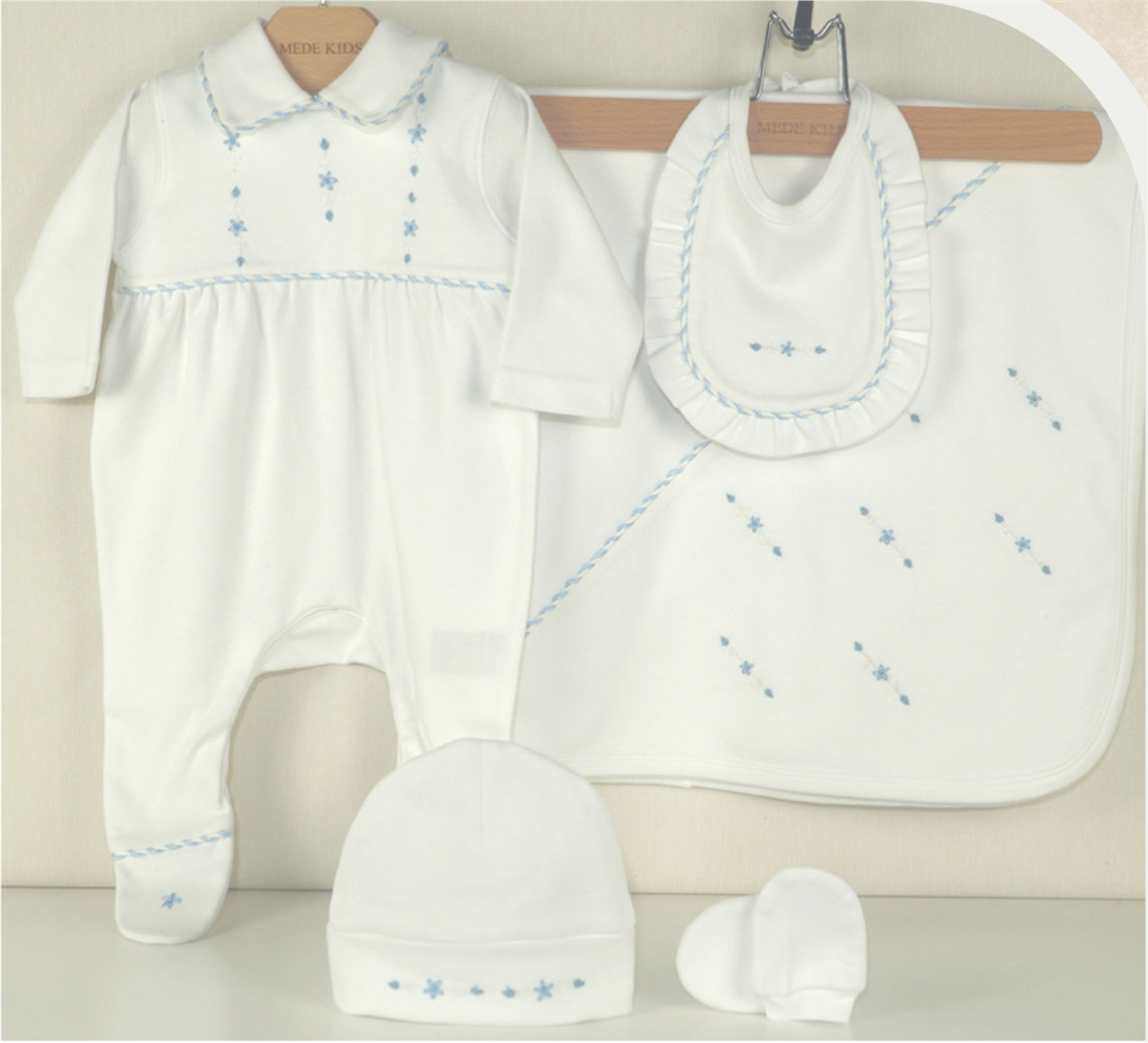 Medekids Yıldız Yolu 5’li Set Beyaz & Mavi 0-3 Ay