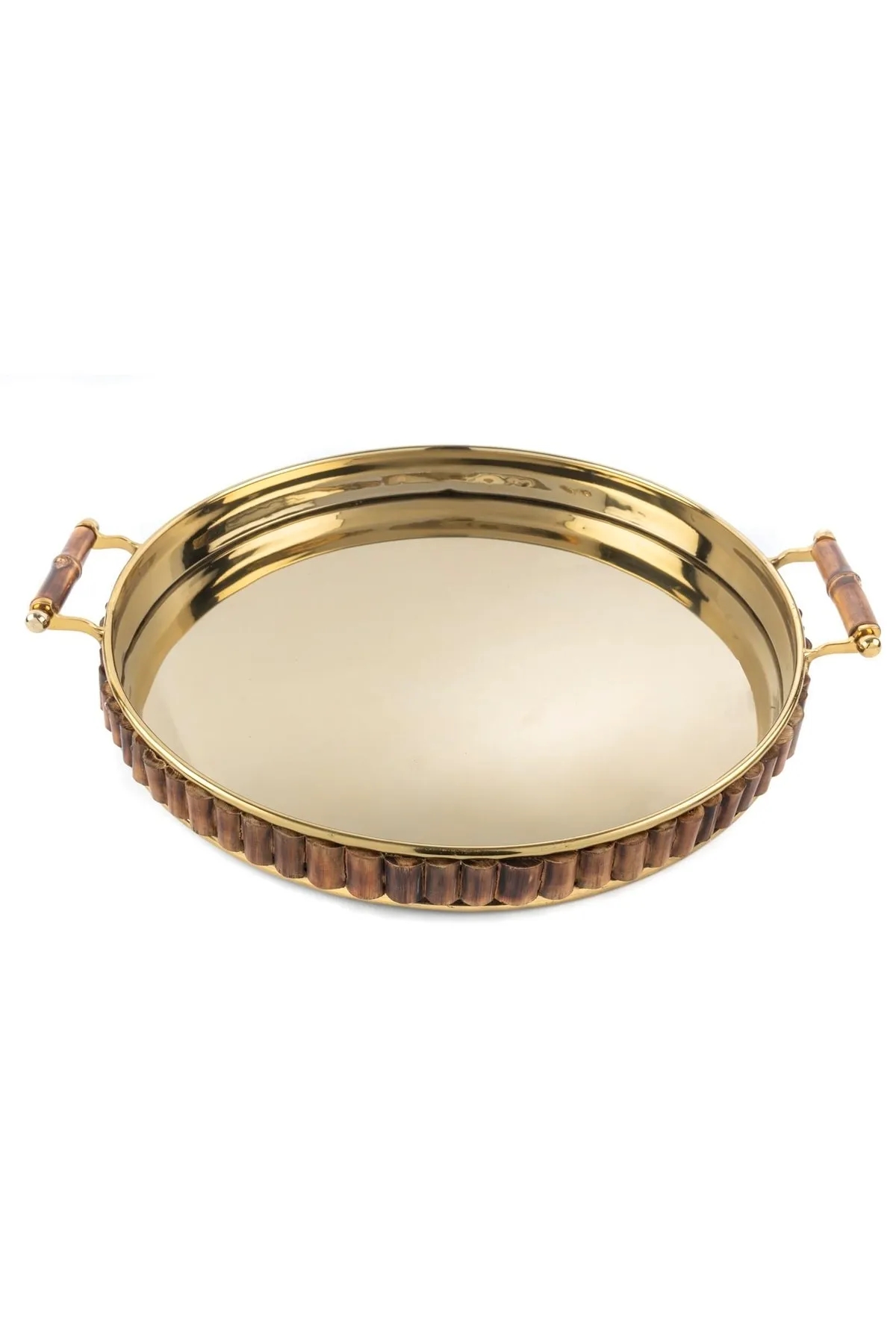 Mikasa Moor Gold Bambu Yuvarlak Tepsi 40x46x5cm
