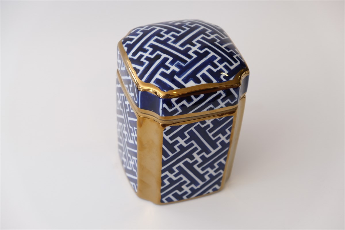 Mikasa Moor Mavi Gold Kapaklı Seramik Küp