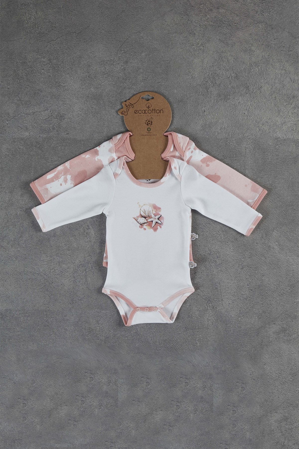 Rosa 2'Li Zıbın Seti Uzun Kollu Beyaz/Pembe 6-9 Ay