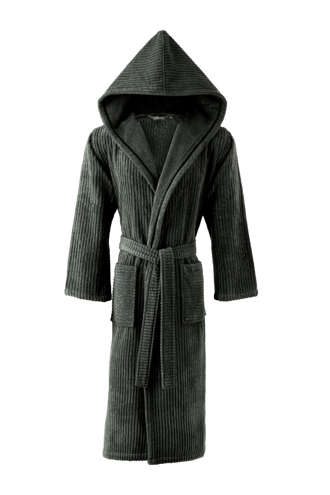 Soft Cotton Kapşonlu Bornoz Stripe Man Hâkî L