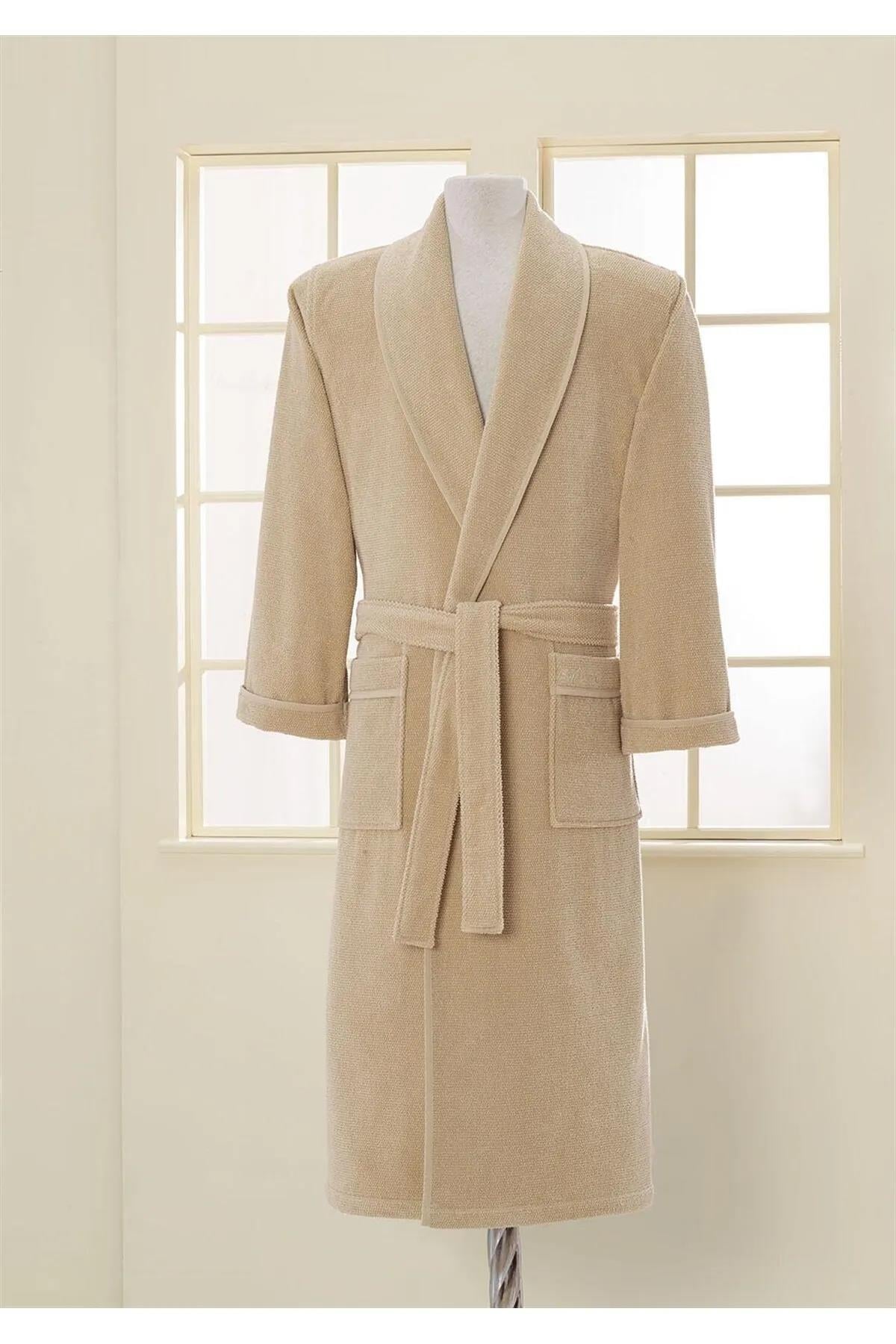 Soft Cotton Lord Şalyaka Bornoz Bej L