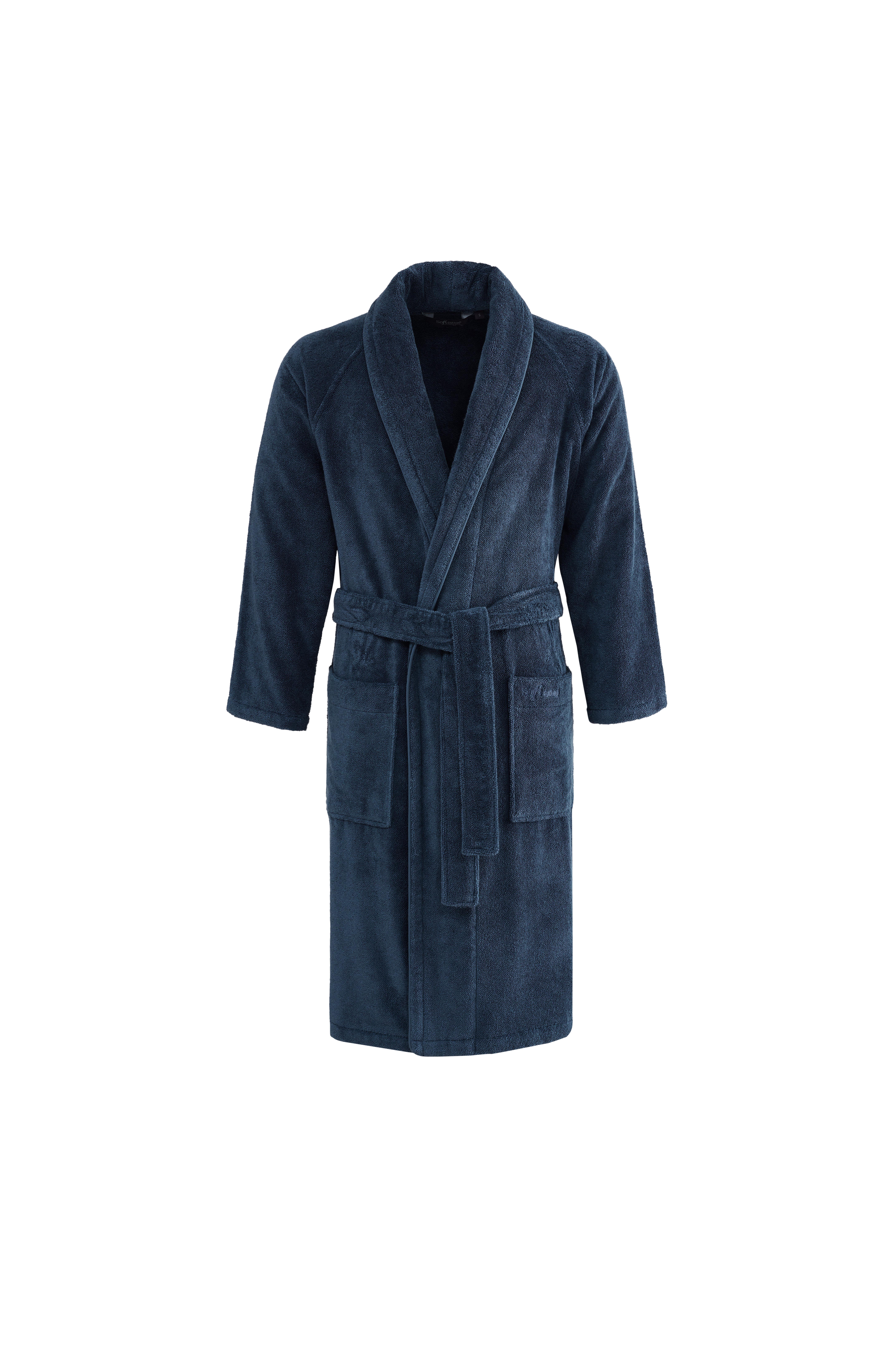 Soft Cotton Premium 2'li Bornoz Seti Mavi L
