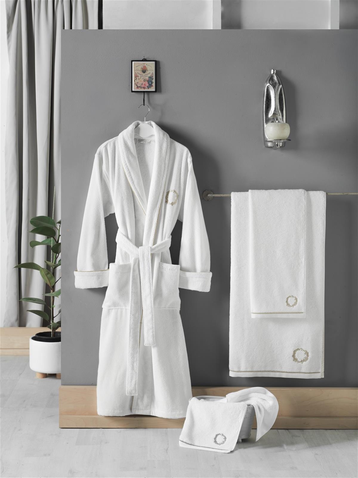 Soft Cotton Şehzade Erkek Bornoz Ekru L