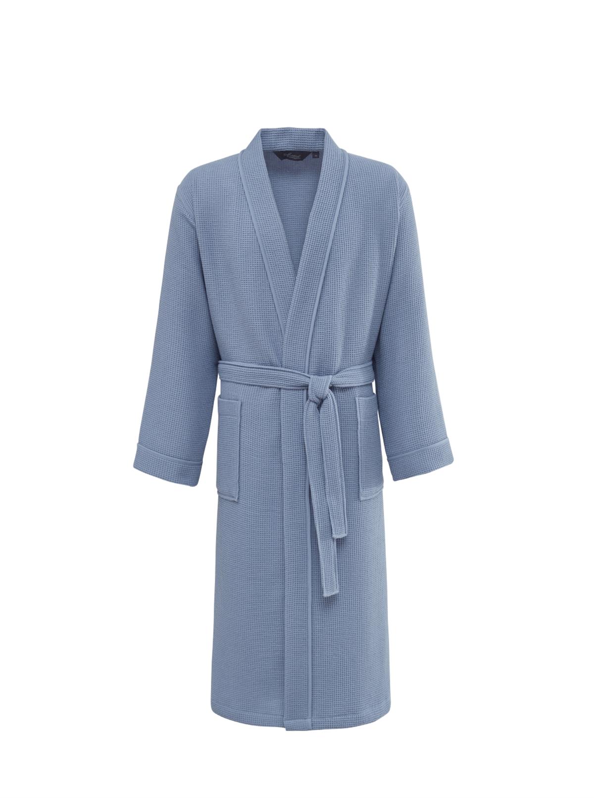 Soft Cotton Soft Pique Kimono Bornoz Mavi L