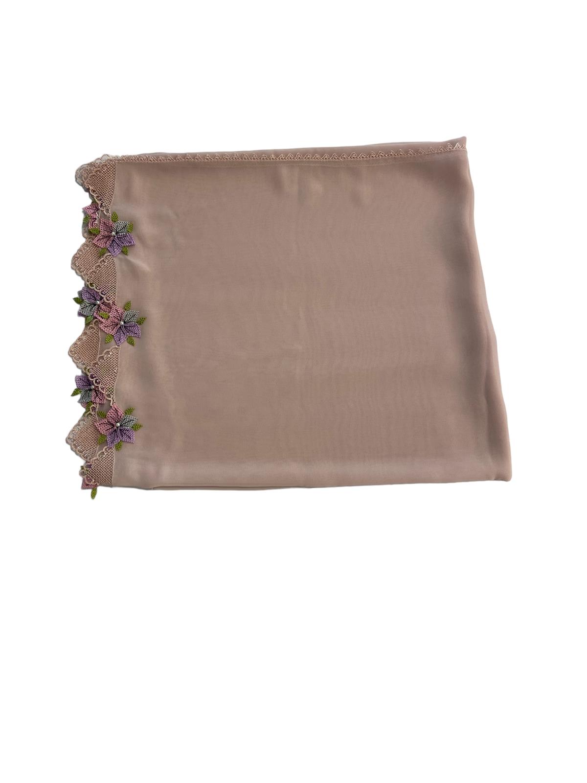 VPH Mevlüt Örtüsü Gül Çiçek İğne Oyalı Pudra