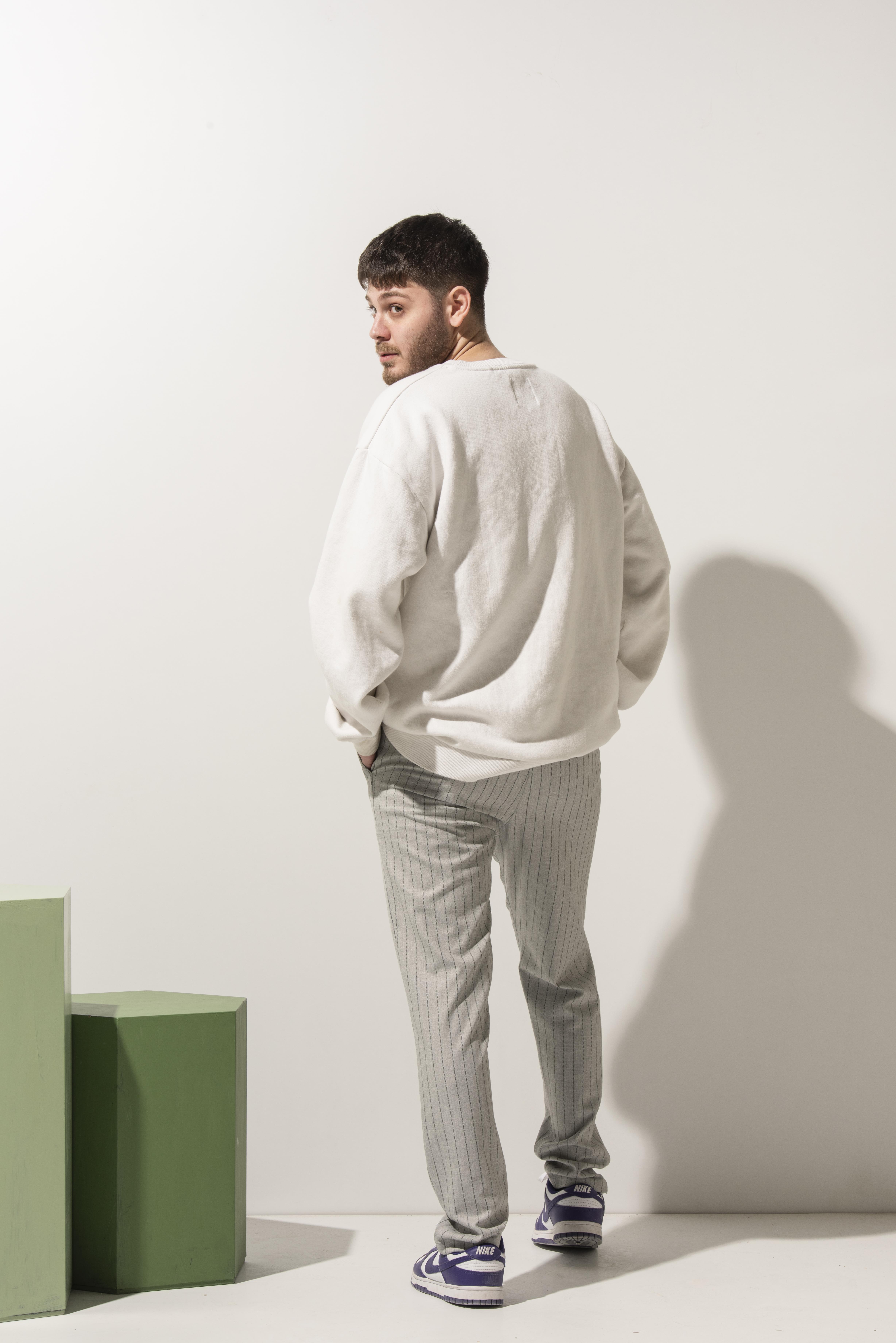 Antrasit Çizgili Gri Şef Pantolonu 