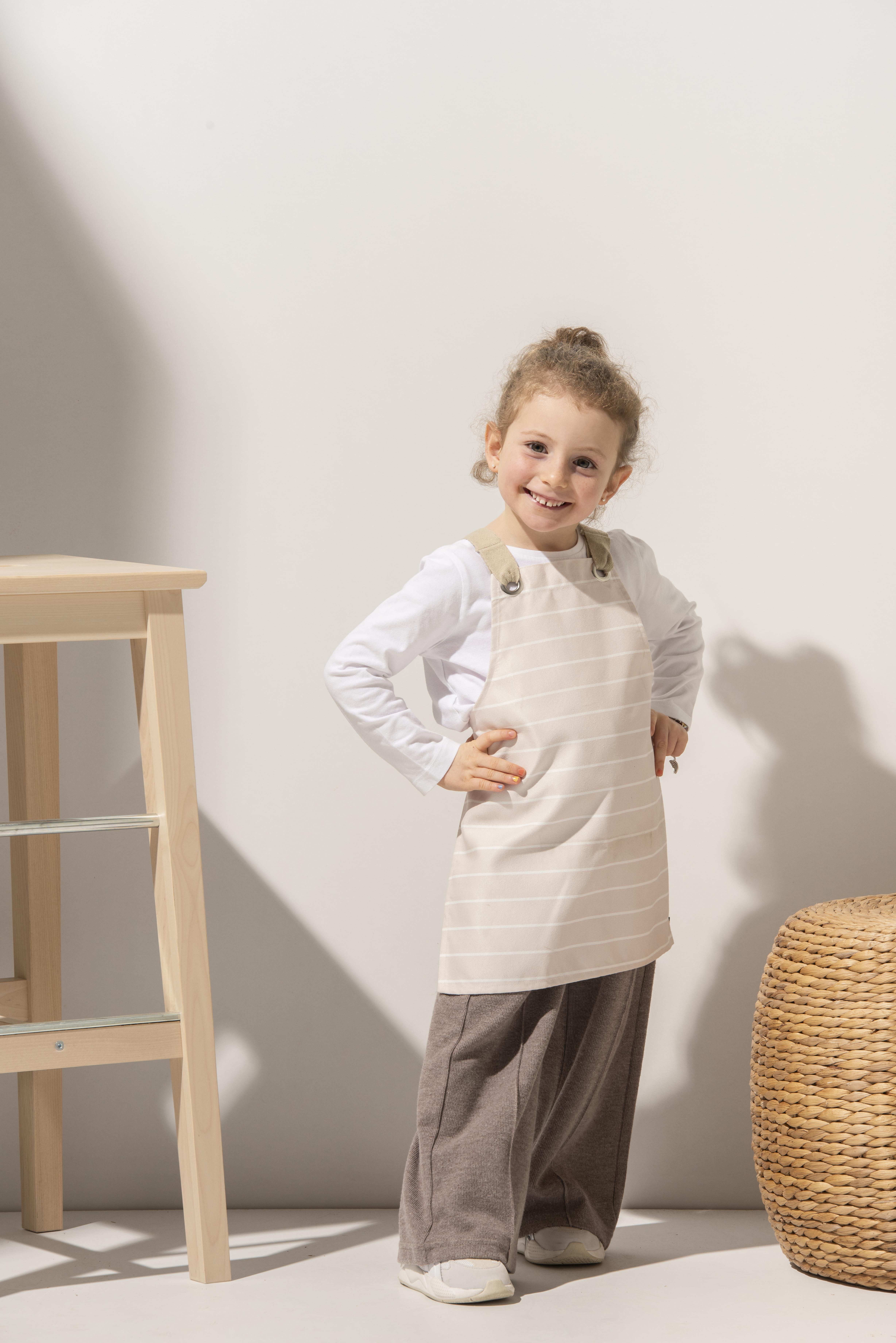 APP-RON KIDS - BEJ RENGİ ÇİZGİLİ ÇOCUK ÖNLÜĞÜ 