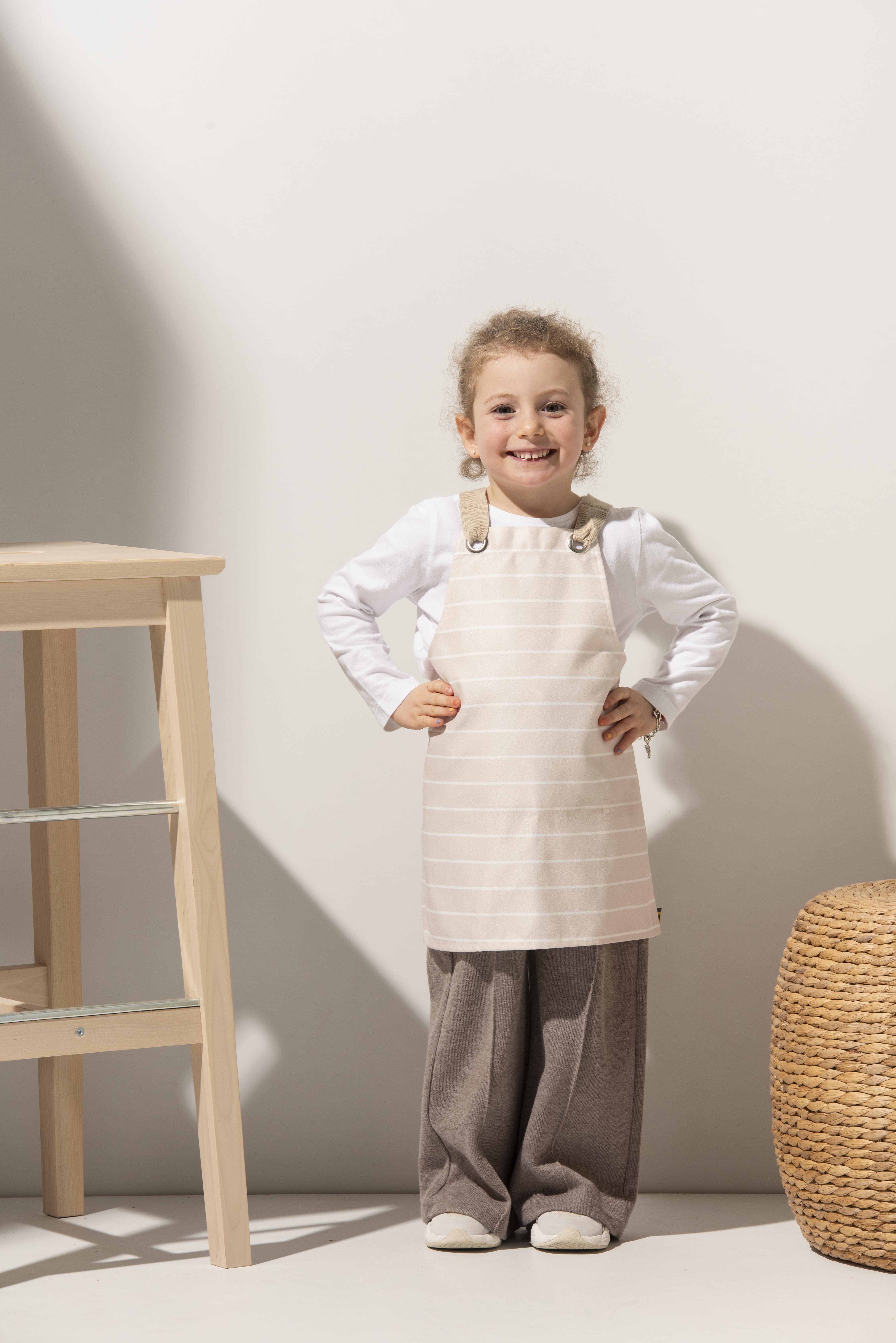 APP-RON KIDS - BEJ RENGİ ÇİZGİLİ ÇOCUK ÖNLÜĞÜ 