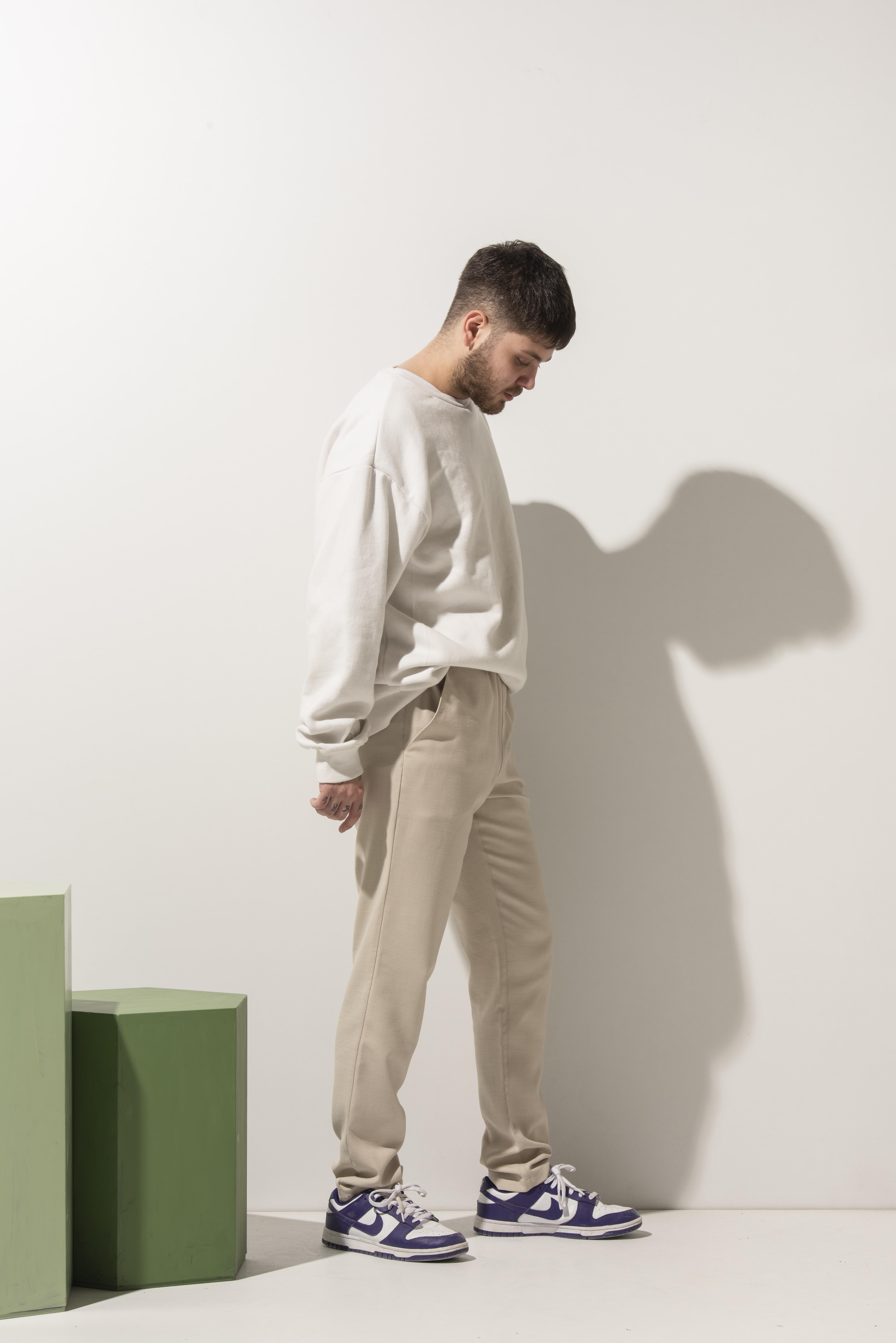 Bej Rengi Keten Görünümlü Şef Pantolonu 