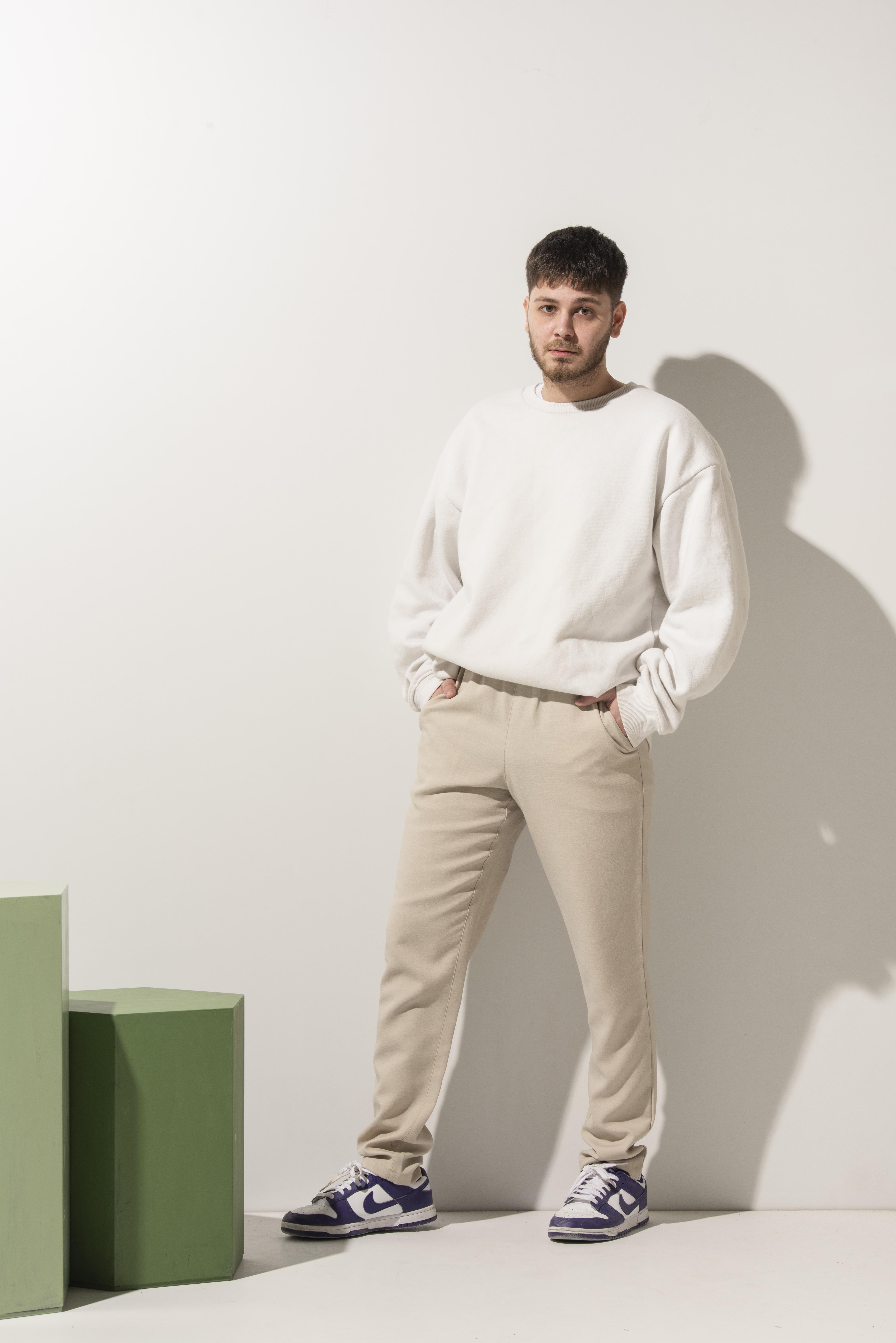 Bej Rengi Keten Görünümlü Şef Pantolonu 